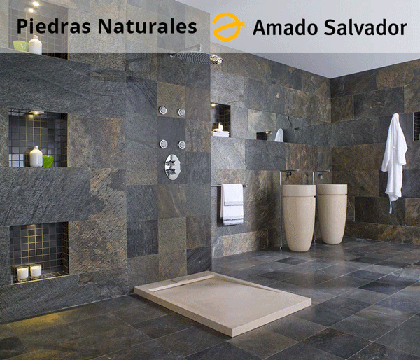 Piedra natural pizarra para interior exterior baldosa y revestimiento ambiente baño