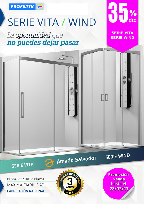 promocion profiltek serie vita y wind con un 35% de descuento.