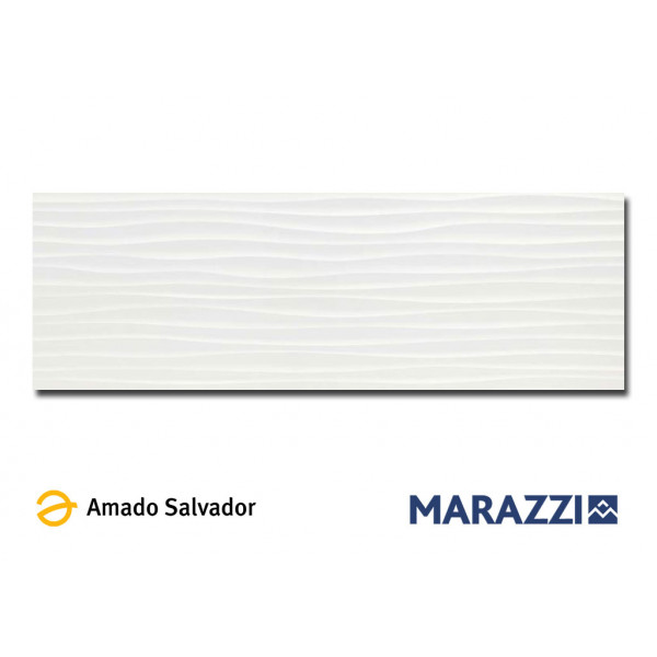 Revestimiento ESSENZIALE struttura wave 3D blanco brillo 40x120cm pasta blanca Marazzi 