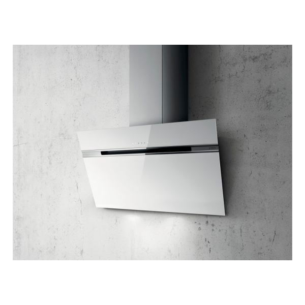 Campana Stripe a pared de 90 cm en vidrio Blanco con touchscreen y filtro  de aluminio Ref. PRF0101145A