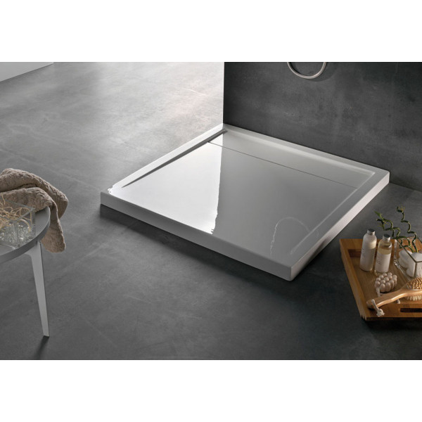 Plato ducha 160X80X5CM blanco acrílico extraplano desagüe oculto c/ valvula