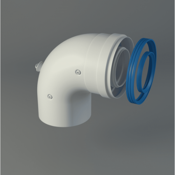 	 Codo 90º Con Toma De Muestras Para Tubo Coaxial Aluminio Blnaco 60/100 H-H Convesa