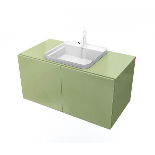 Conjunto Mueble de baño MOOD Verde módulo doble + lavabo cuadrado encastrado B&K