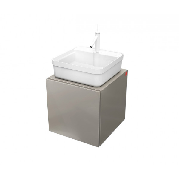 Conjunto Mueble de baño MOOD Gris módulo simple + lavabo cuadrado sobre encimera B&K