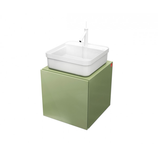 Conjunto Mueble de baño MOOD Verde módulo simple + lavabo cuadrado sobre encimera B&K