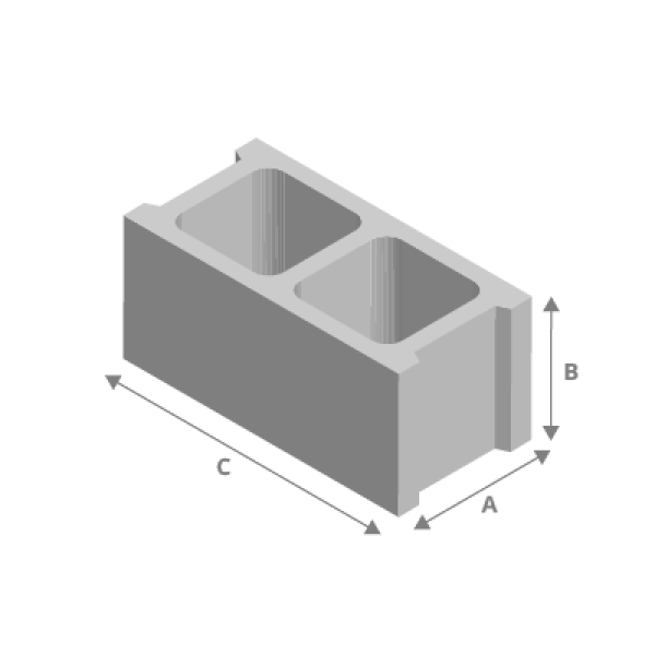 Bloque de hormigón rectangular 25x20x50 cm.