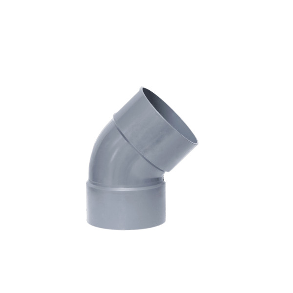 Codo PVC evacuación H-H 45º de 50mm diámetro Gris