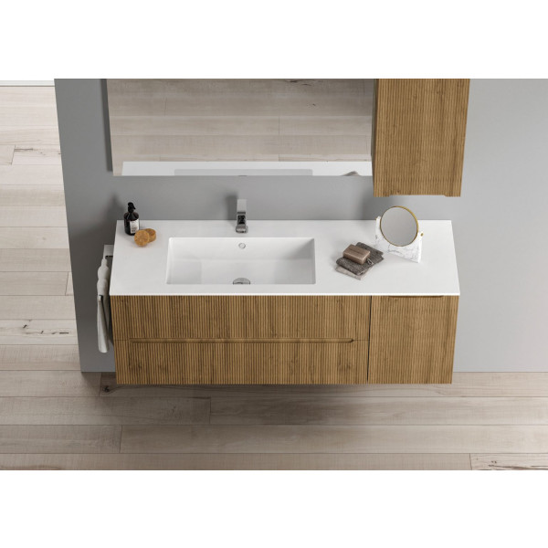 Mueble de baño suspendido Smyle Ondas 125cm con encimera mineral solid by Blob de Idea Group
