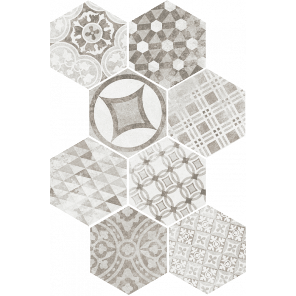 Pavimento HEXATILE CEMENT GARDEN GREY porcelanico 17,5x20cm Equipe