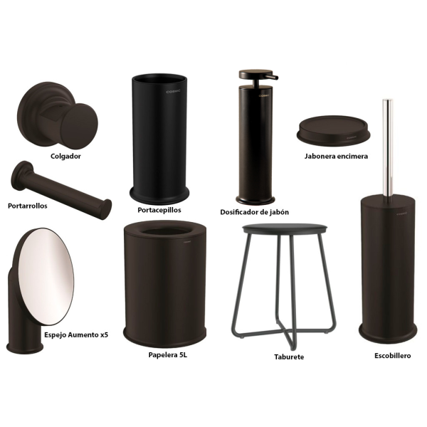 Accesorios de Baño Negro Mate Geyser Cosmic (Atornillar)