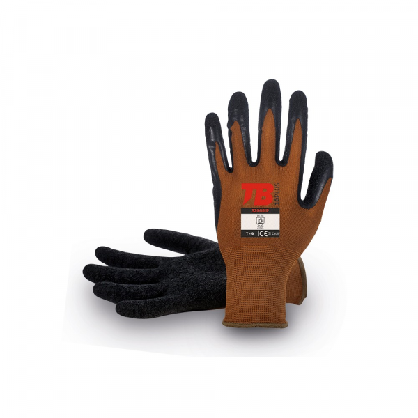Guantes de trabajo de Nylon y latex marrón