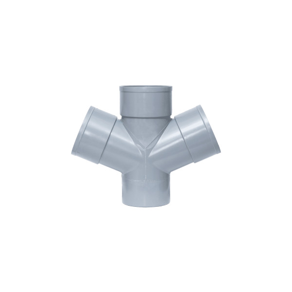 Injerto Doble Plano Macho-Hembra 67º de 110mm diámetro, Gris
