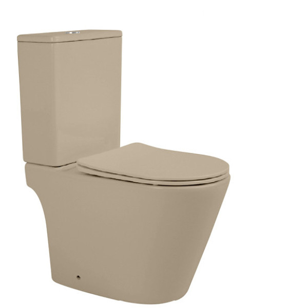 Tapa y asiento arena sand en conjunto con el WC de la misma serie.