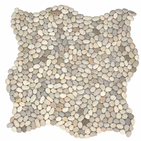Mosaico de piedra enmallada mini pebble, Blanco 30x30cm 