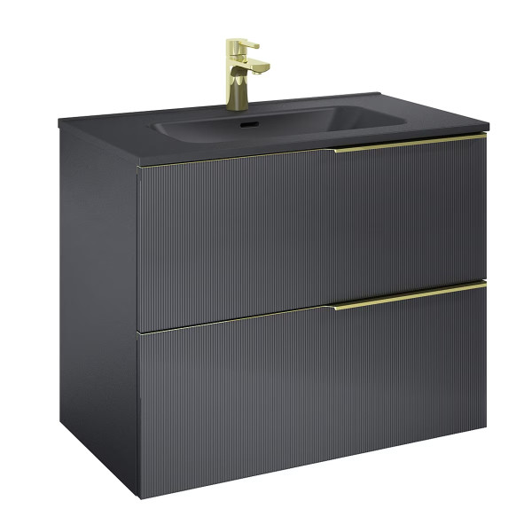 Mueble de baño y lavabo integrado 100cm Wish Negro Cosmic