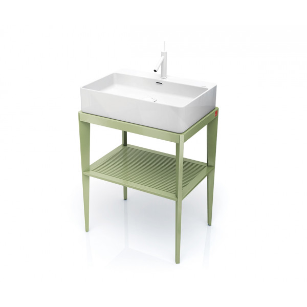 Conjunto mueble de baño rectangular STAND UP verde en madera + lavabo B&K