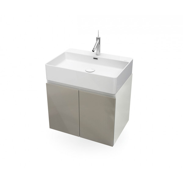 Mueble de baño suspendido HANG OUT blanco y gris módulo rectangular + lavabo B&K