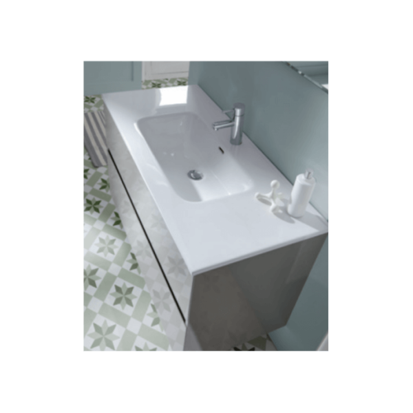 Conjunto de mueble taupe optico 100cm Glass Line Sanchis con lavabo integrado en encimera cerámica