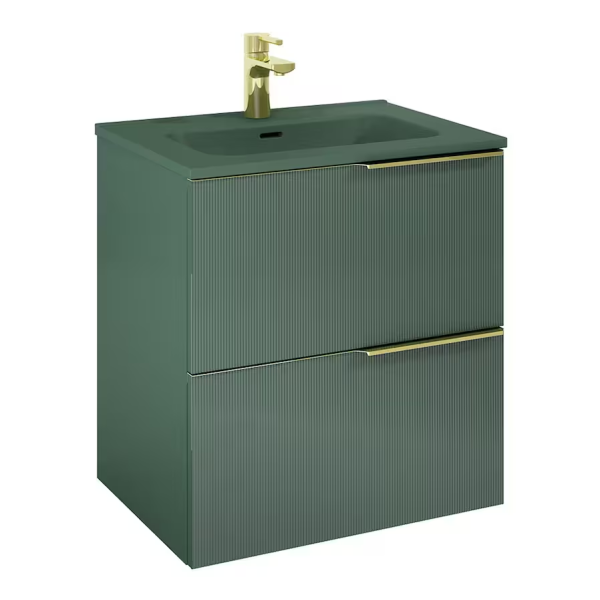 WISH Mueble de baño con encimera 2 cajones verde Cosmic