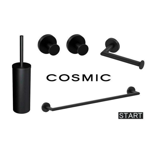 Pack accesorios de baño negro mate Start Cosmic