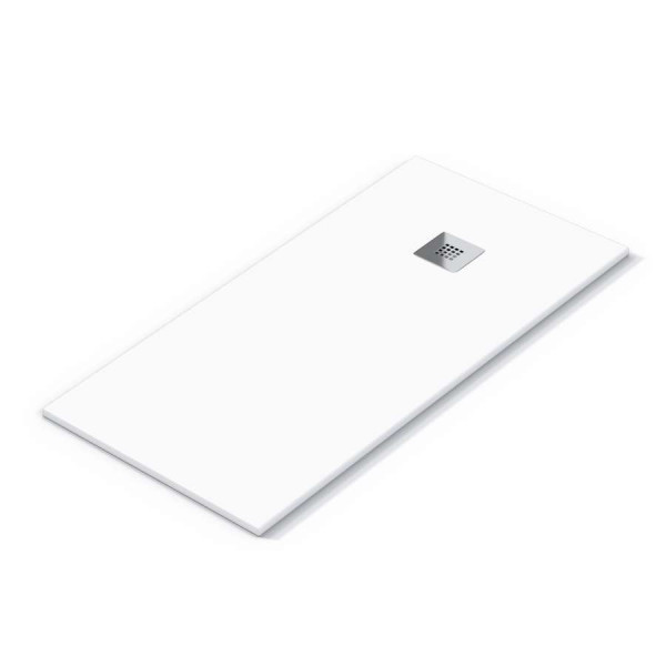 Plato de ducha antideslizante MADISON Solidstone textura piedra blanco 80X160x3CM