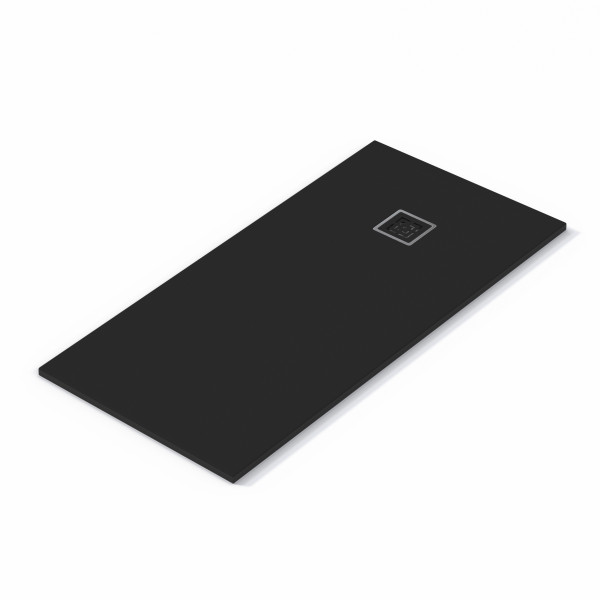Plato de ducha Evol Solidstone Negro textura piedra de resina mineral 200x80 cm