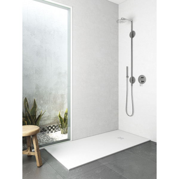 Plato de ducha EVOL Solidstone Blanco textura piedra antideslizante 120X190x3CM