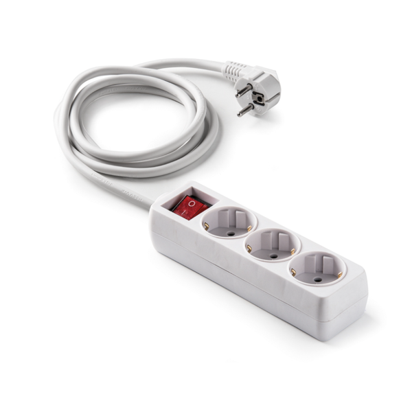 Regleta Base con 3 Tomas de Corriente, Interruptor y Cable 1,5 m
