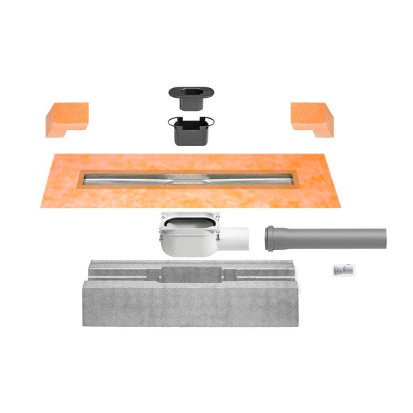 SET KERDI-LINE-H 40 desagüe lineal 100 cm de acero inoxidable y salida horizontal KLH40GE100