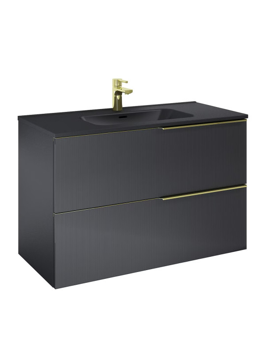 Mueble de Baño y Lavabo Integrado 100cm Wish Negro Cosmic