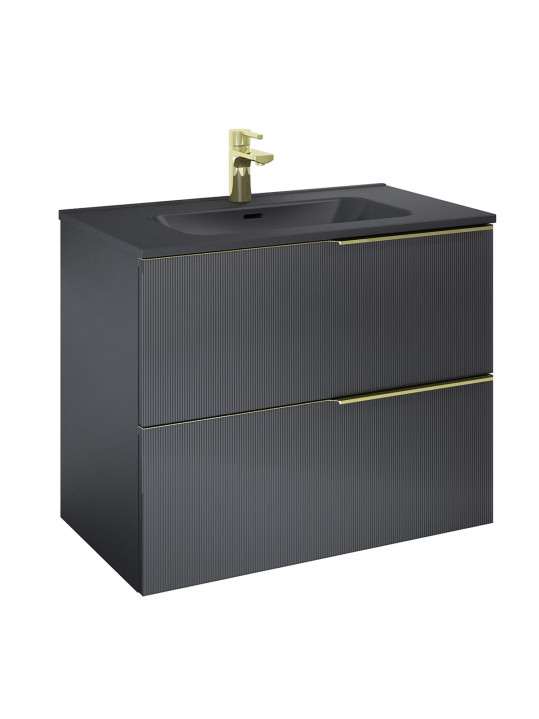 Mueble de Baño y Lavabo Integrado 80cm Wish Negro Cosmic