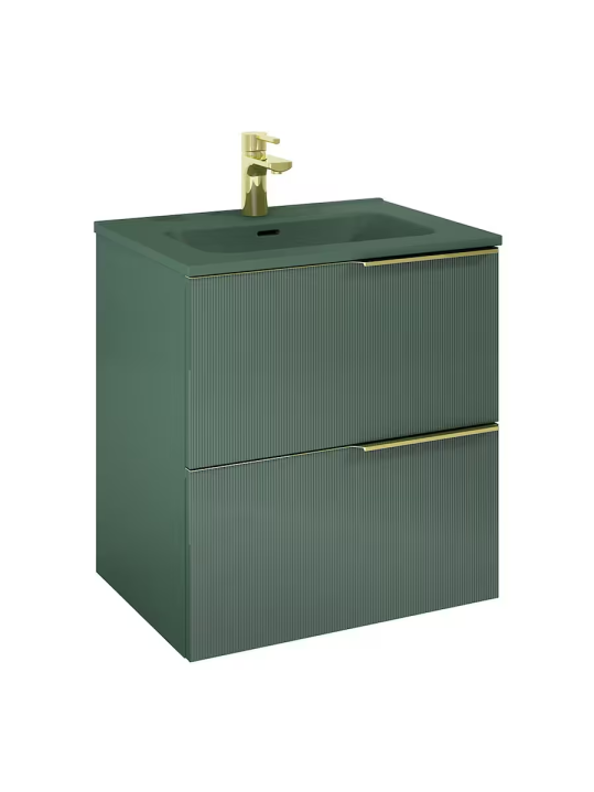 WISH Mueble de baño con encimera 2 cajones verde Cosmic