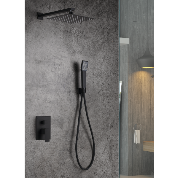 Sistema de ducha monomando empotrado pared MADAGASCAR negro mate GPE006-NG