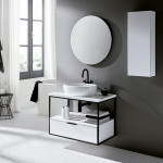 Mueble de baño suspendido ESTRUCTURA 100 cm acabado blanco brillo con espejo