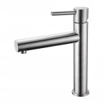 Monomando de lavabo alto Moscu Acero Inox