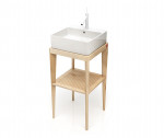 Mueble de baño cuadrado STAND UP en madera Natural + lavabo B&K