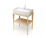 Mueble de baño rectangular STAND UP en madera Natural + lavabo B&K