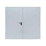 Puerta Multiusos Doble Hoja 750+740+2050MM Blanco 9010G Sin Rejilla De Ventana Con Maneta Negra