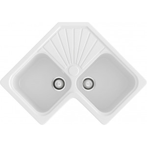 Fregadero Agata sobre encimera esquinado blanco 778x778mm