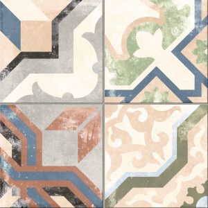 Pavimento BORNE Multicolor Mix 25x25cm hidráulico pasta blanca porcelánico
