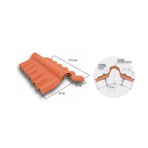 Remate caballete articulado superior natural gris cemento