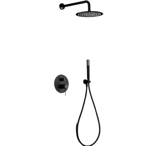 Conjunto de ducha empotrado Alice con rociador a pared Negro Mate