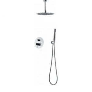 Conjunto de ducha empotrado con rociador a techo Line cromado