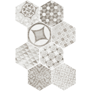 Pavimento HEXATILE CEMENT GARDEN GREY porcelanico 17,5x20cm Equipe