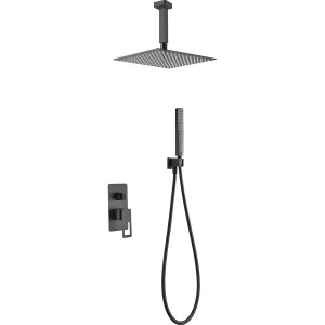Conjunto Estocolmo rociador ducha negro mate a techo