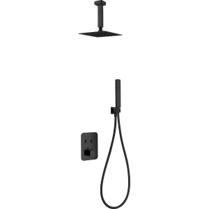Conjunto Portugal rociador ducha negro mate a techo