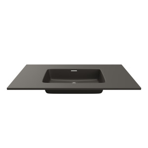 Lavabo negro mate de porcelana ETNA sobre encimera rectangular 101x46cm