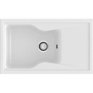 Fregadero Poalgi City 321 blanco brillo sobre encimera una cubeta y escurridor