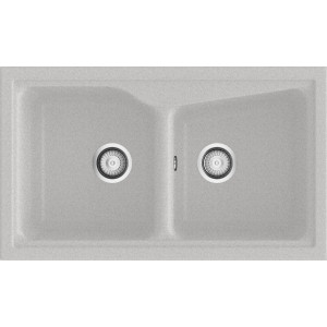 Fregadero Poalgi City 322 metalizado brillo sobre encimera dos cubetas