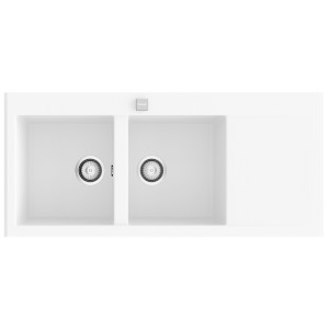Fregadero SHIRA507 blanco brillo sobre encimera 1063x390mm